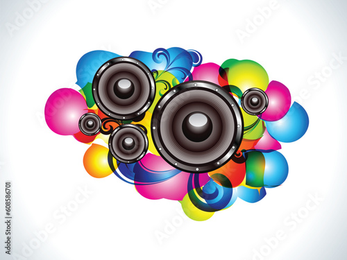 abstract musical sound with floral vector illustration