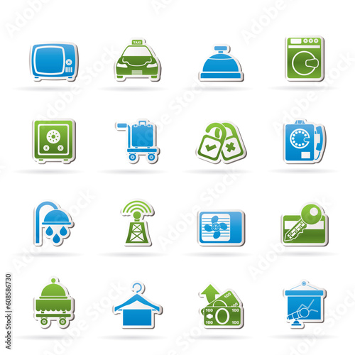 Hotel and motel room facilities icons - vector icon set