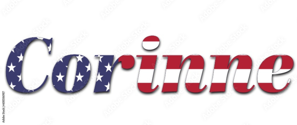 Corinne - American Flag color - female name - ideal for websites, emails, presentations, greetings, banners, cards, books, t-shirt, sweatshirt, prints

 - obrazy, fototapety, plakaty 