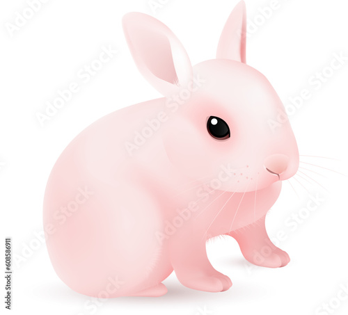 Pink Easter Bunny. Illustration on white background for design © Designpics