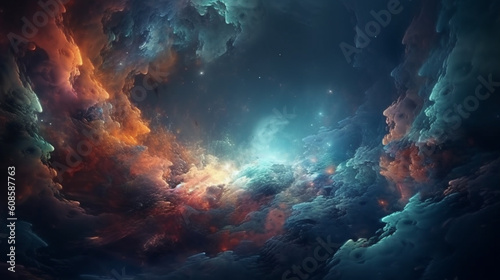A colorful galaxy wallpaper with a nebula and stars in the background.generative ai
