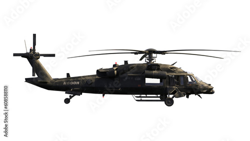 Fotografiet 3d render military helicopter war machine end of world