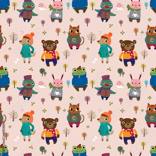 winter animal seamless pattern