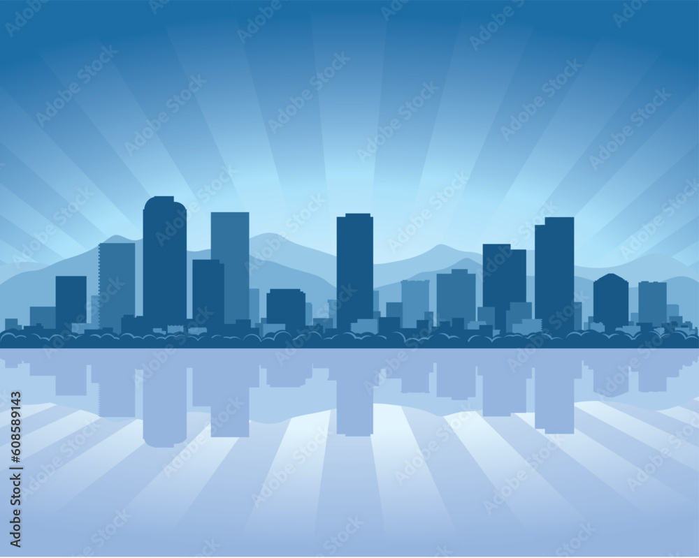 custom made wallpaper toronto digitalDenver skyline with reflection in water