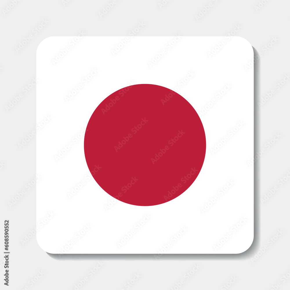 Flag of Japan flat icon. Square vector element with shadow underneath. Flag of Japan flat icon. Square vector element with shadow underneath.