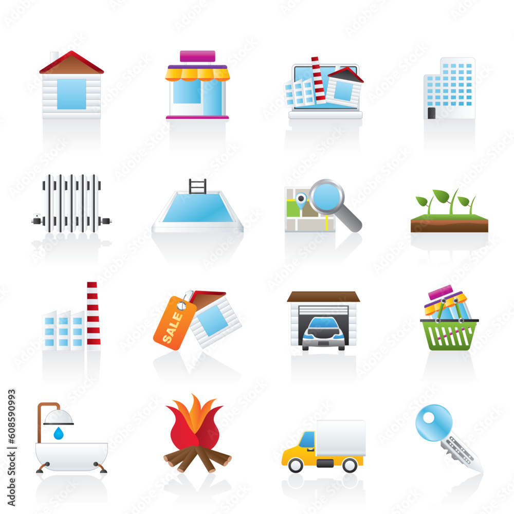 Real Estate and building icons - Vector Icon Set Real Estate and building icons - Vector Icon Set