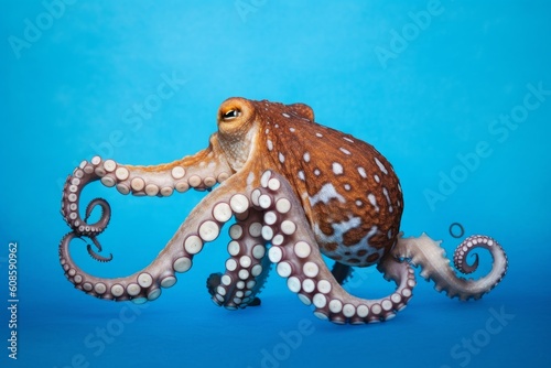 octopus with blue background. Generative AI