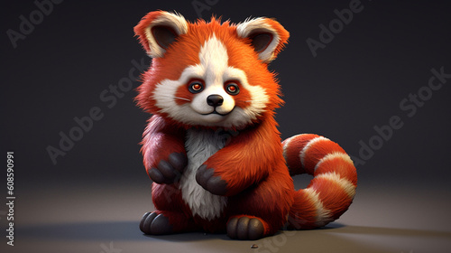 3d cute red panda generated ai