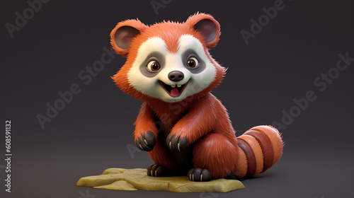 3d cute red panda generated ai