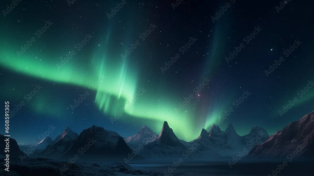 The northern lights are lit up in the sky.generative ai