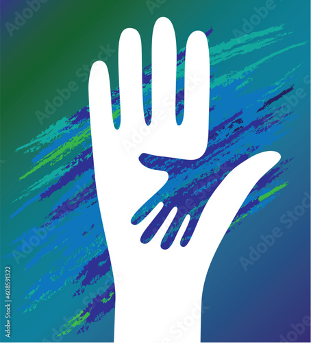Hand of the child in father encouragement help. Support moral.