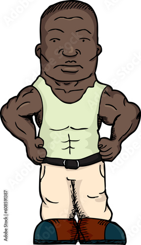 One muscular Black man shows off his muscles