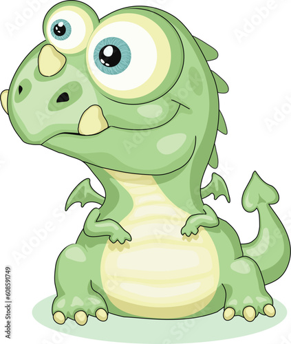 Cute cartoon dragon .Vector eps8
