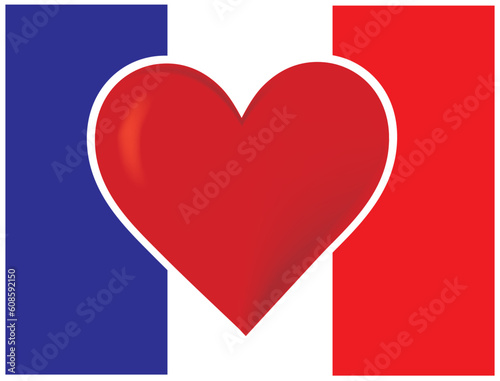 Free Download An image of the French flag, with a big red heart at the centre. - GFXLoad
