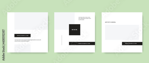 Minimal Social media Layouts, square web banners for business, editable digital marketing posts, elegant and simple design with place for photos and copy space