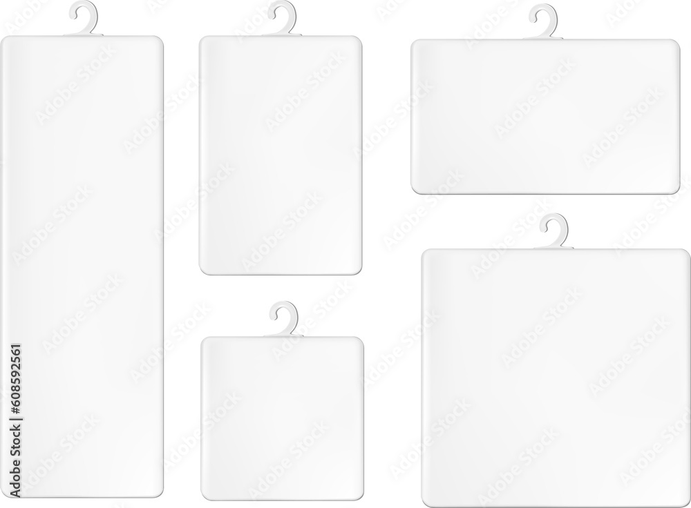 Realistic white paper packaging box with hanger Realistic white paper packaging box with hanger