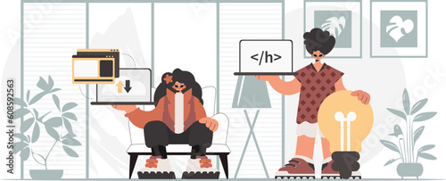 A collect of SEO stars. Synchronization and security of information capacity concept. Trendy style, Vector Illustration
