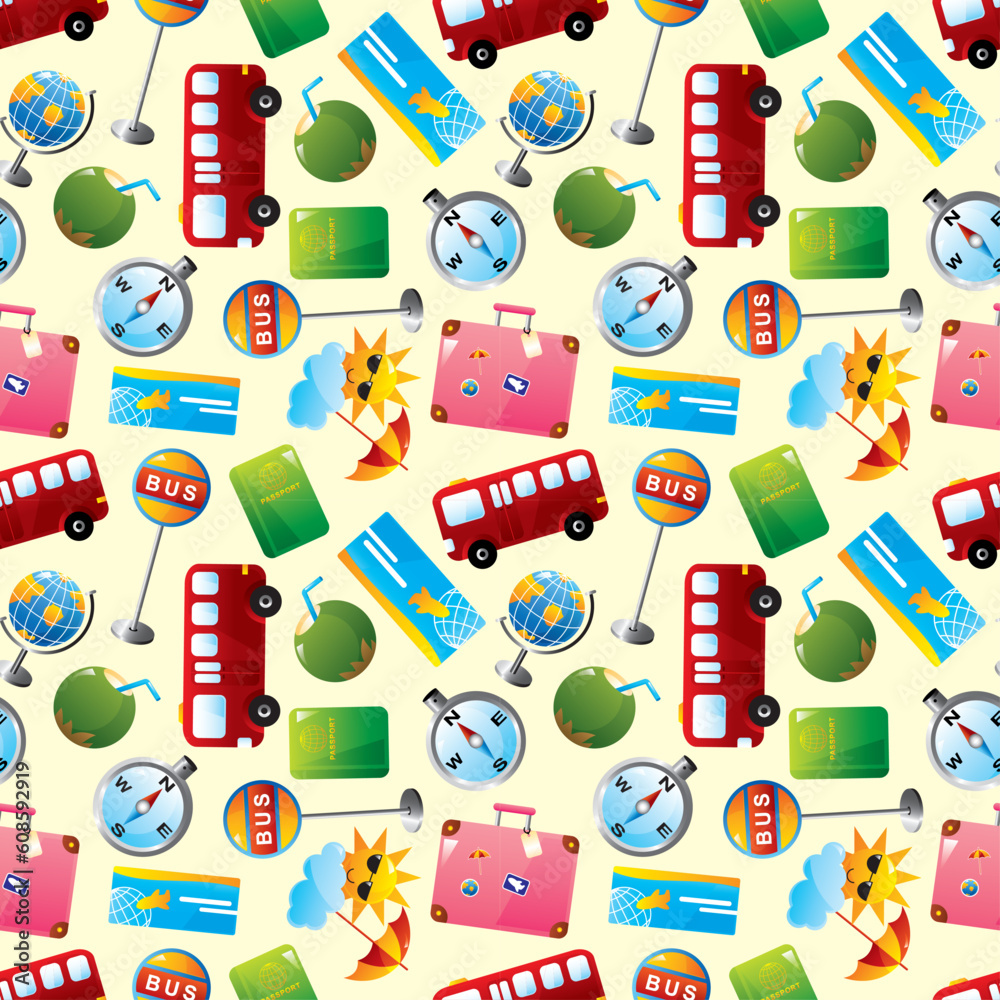 travel icons seamless pattern travel icons seamless pattern