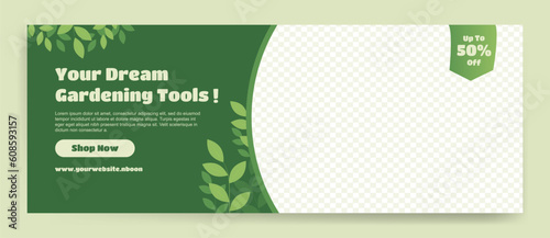 Garden tools sale vector banner