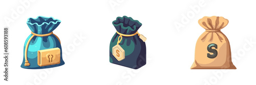 Money bag with dollar sign. Cartoon vector illustration.