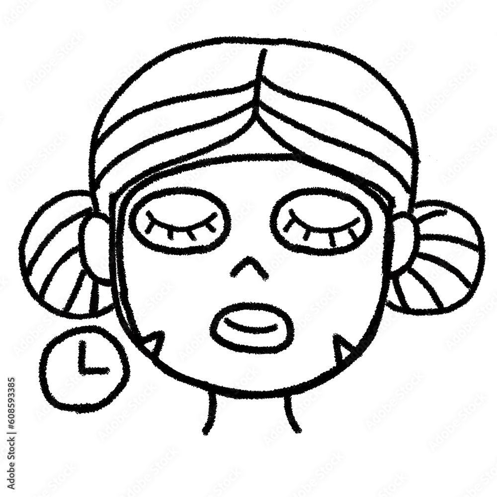 line drawing icon symbol cute cartoon Steps for skin care by facial masking line drawing icon symbol cute cartoon Steps for skin care by facial masking