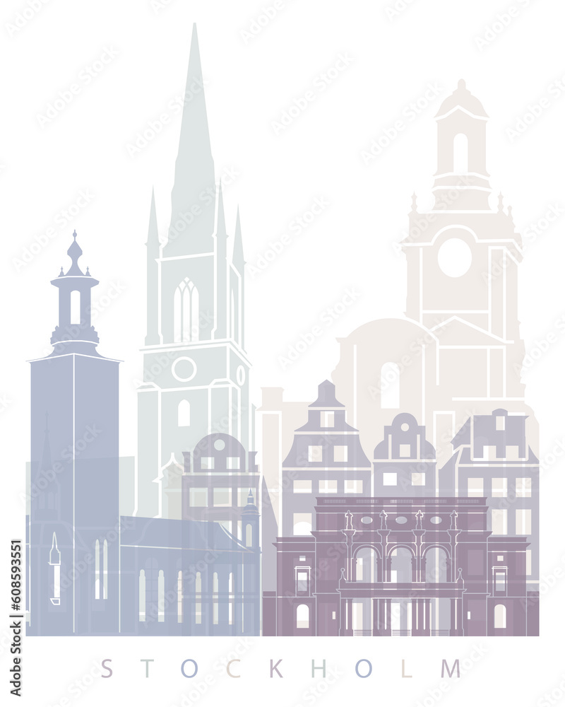 custom made wallpaper toronto digitalSTOCKHOLM SKYLINE POSTER PASTEL