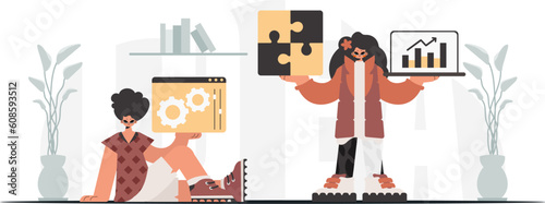 A collect of SEO stars. Synchronization and security of information capacity concept. Trendy style, Vector Illustration
