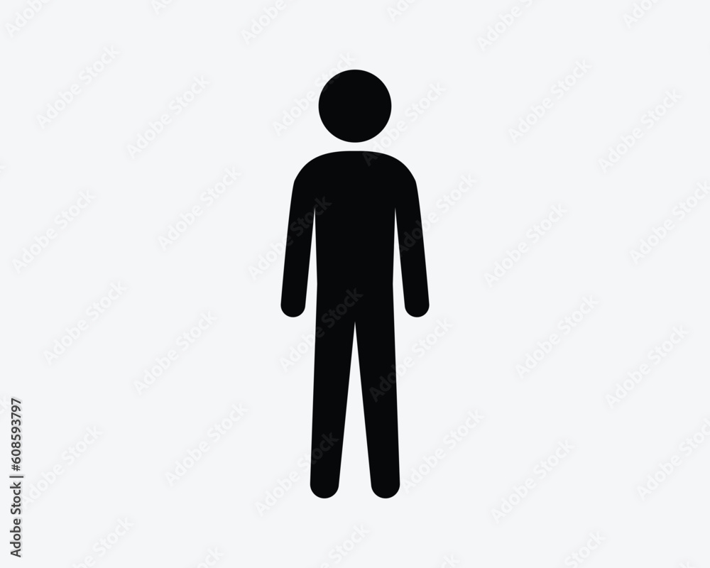 Stickman Icon. Stick Figure Man Person Male Stand Standing Full Body Men Bathroom Sign Symbol Black Artwork Graphic Illustration Clipart EPS Vector Stickman Icon. Stick Figure Man Person Male Stand Standing Full Body Men Bathroom Sign Symbol Black Artwork Graphic Illustration Clipart EPS Vector