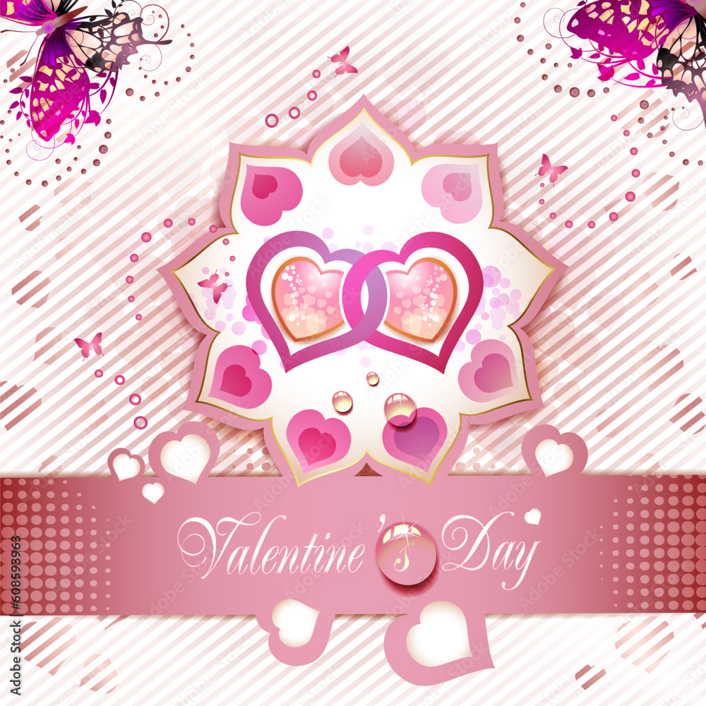 Valentine's day card with butterflies