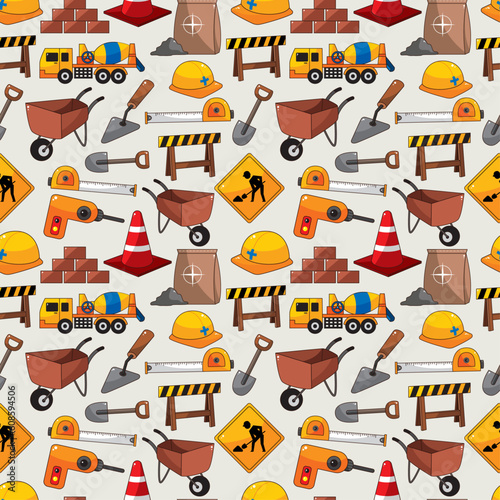 construction object seamless pattern
