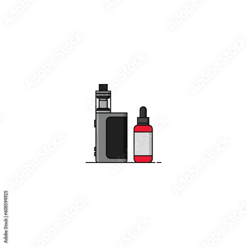 Vaping devices and liquid or electronic cigarette vector graphics
