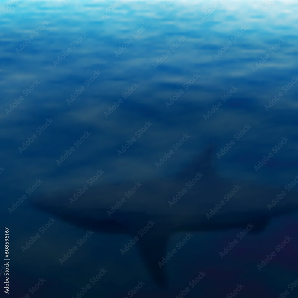Editable vector illustration of a shark shadow underwater made using a gradient mesh