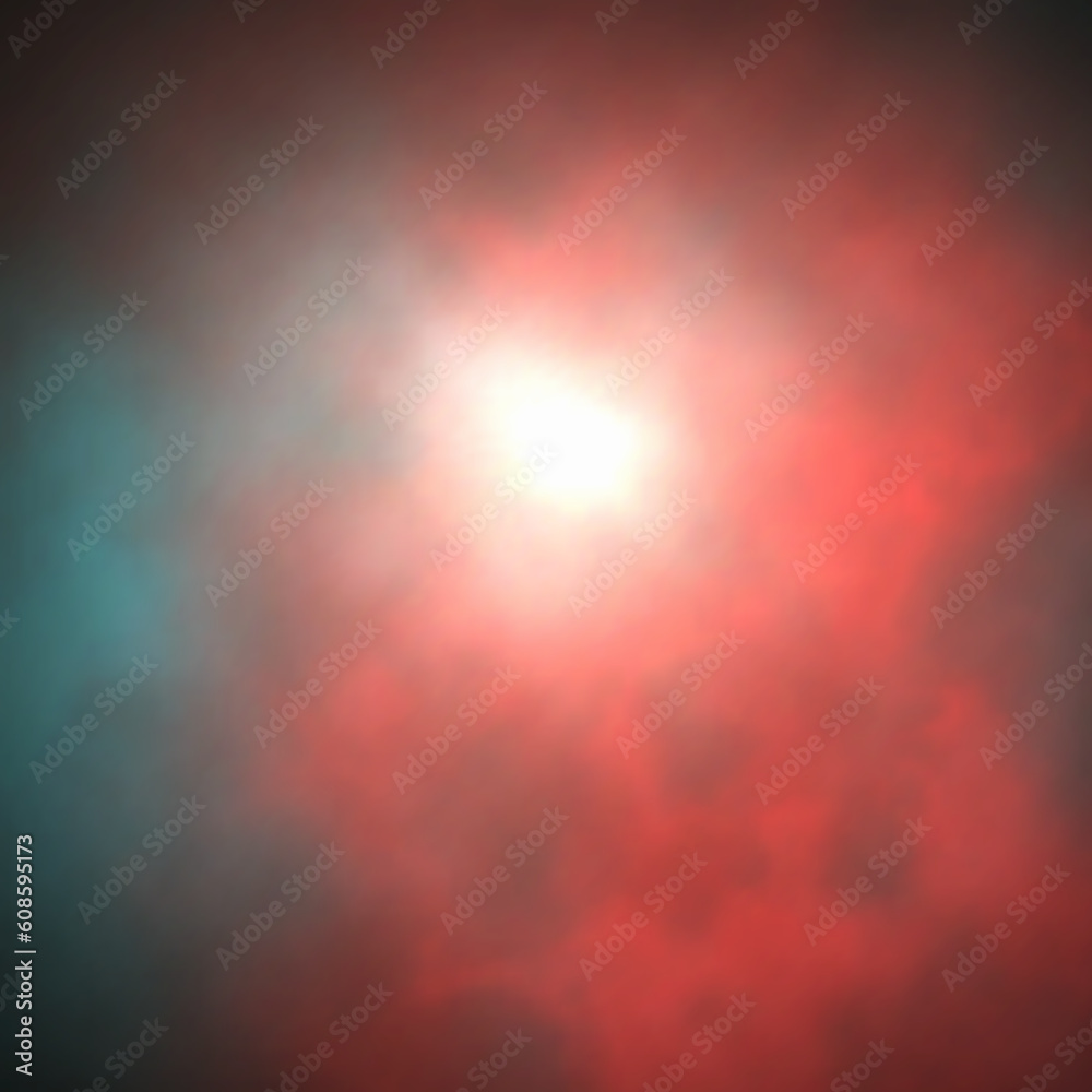 Editable vector background of a light or sun shining through red smoke or clouds made using a gradient mesh
