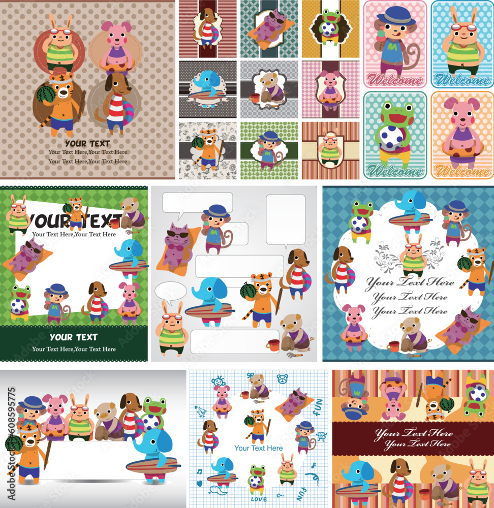 summer animal seamless pattern