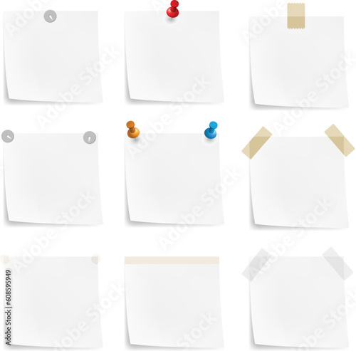 Paper notes and stickers. Illustration on white background