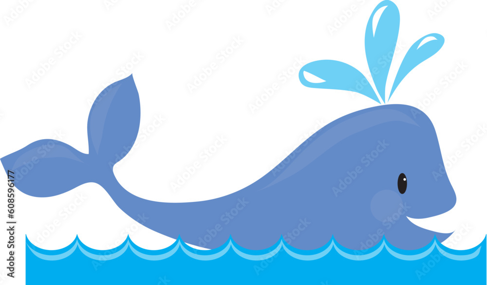 A simple design of a whale spouting, while swimming in the sea. A simple design of a whale spouting, while swimming in the sea.