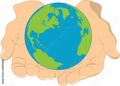 An image of the earth, being held in the hands of a human being.