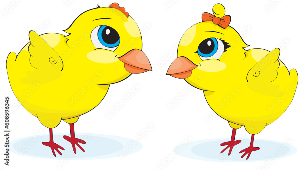 Cartoon chickens. illustration on a white background Cartoon chickens. illustration on a white background