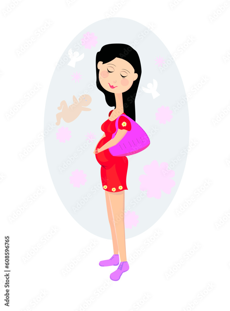 Happy pregnant woman dreams about the birth of the child. Happy pregnant woman dreams about the birth of the child.
