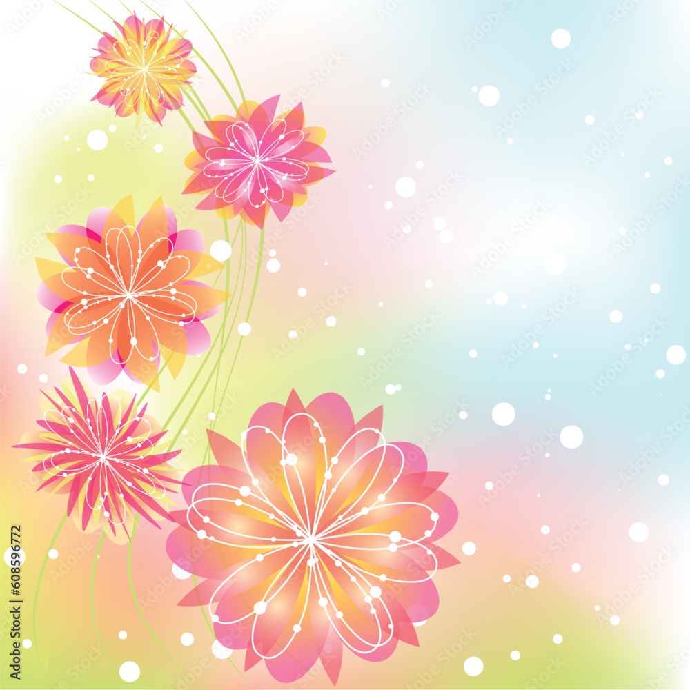 Abstract springtime flower on colorful background Abstract springtime flower on colorful background