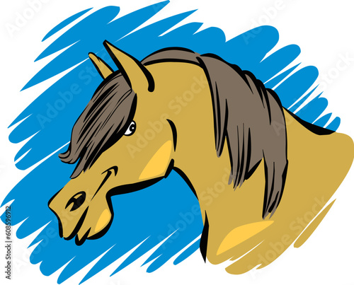 cartoon humorous illustration of funny farm horse