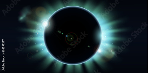A conceptual background featuring a total eclipse. Copy-space centre and to the sides.