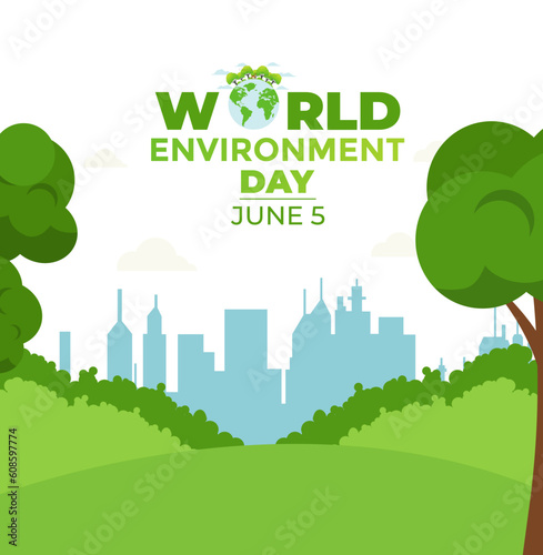 World Environment Day. Education and campaigns on the importance of protecting nature. social media post for World Environment Day.