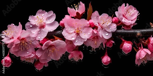 AI Generated. AI Generative. Traditional Japanese flower sakura cherry blossom tree. Graphic Art