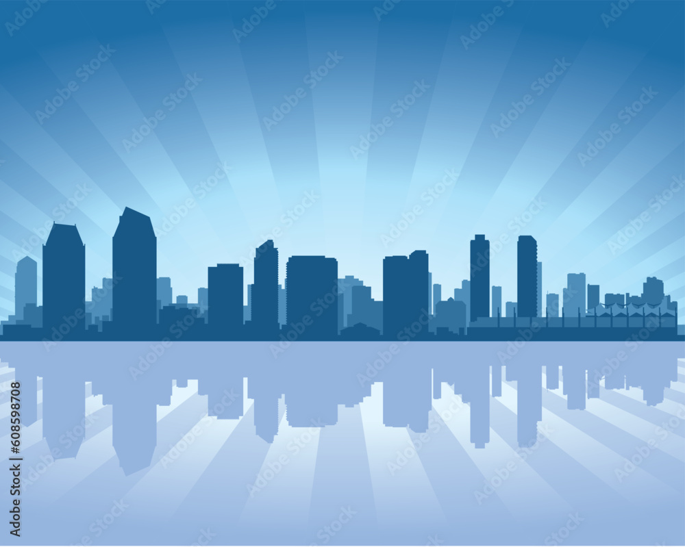 San Diego skyline with reflection in water San Diego skyline with reflection in water