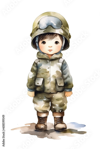 army military soldier watercolor clipart cute isolated on white background © LightoLife