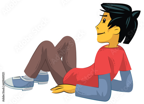 Resting sportsman teenager in colorful clothes