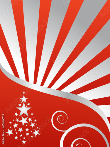 vector illustration of silver christmas symbols on a red background