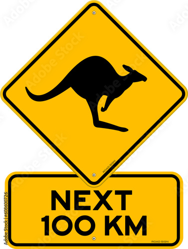 Next 100 kilometers a Kangaroo danger as a Clip Art