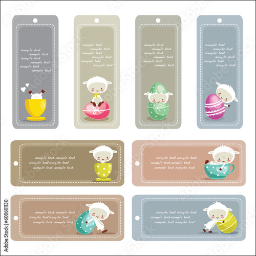 Cute easter labels, vector illustration